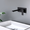 Modern Square 304 Stainless Steel Matte Black Wall Mount Bathroom Vessel Sink Faucets