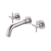 304 Stainless Steel Matte Black Wall Mount Bathroom Basin Double Handle Faucet 