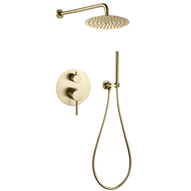 CUPC High Quality 304 Stainless Steel Brushed Gold Wall Mounted Bathroom Concealed Mixer Shower Set