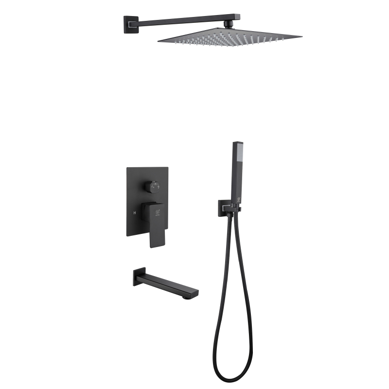 304 stainless steel matte black Concealed Shower Set