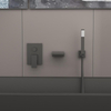 Matte Black Wall Mount Waterfall Bathtub Faucet with Hand Shower