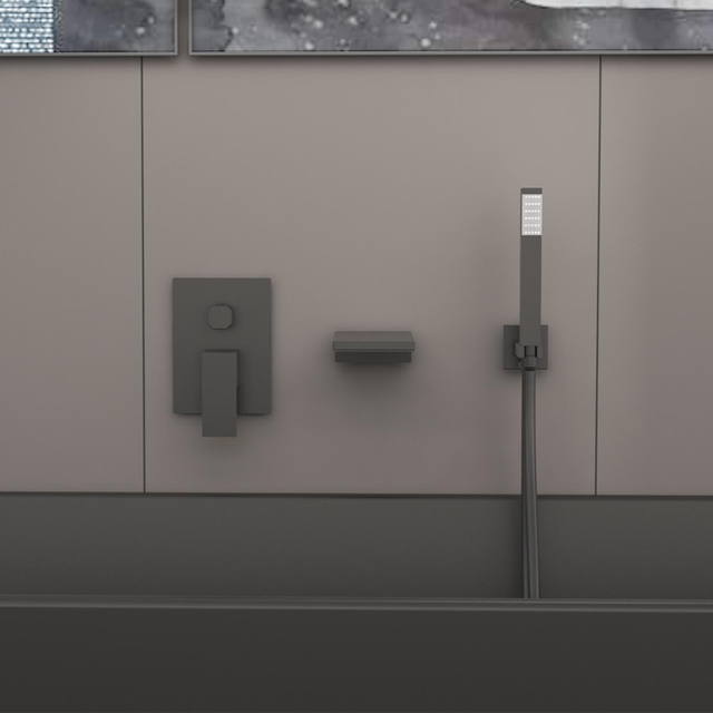 Matte Black Wall Mount Waterfall Bathtub Faucet with Hand Shower