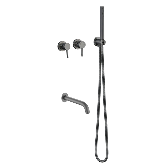 Gun Grey Wall Mounted 304 Stainless Steel Bathroom Shower And Tub Faucet Sets