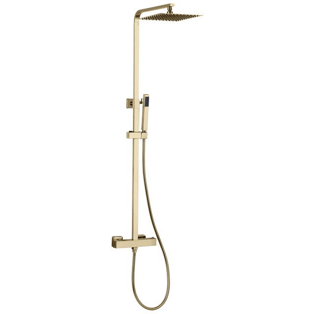 Modern 304 Stainless Steel Square brushed gold Bathroom Thermostatic Shower Mixer Set