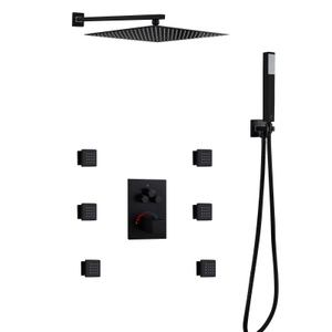 Modern 304 Stainless Steel Black Bathroom 3-function Concealed Thermostatic Shower Mixer