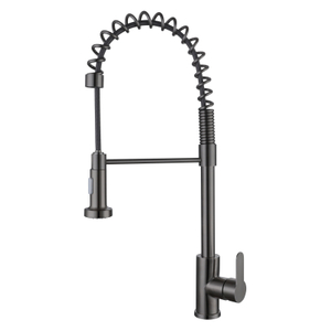 304 Stainless Steel Gun Grey Spring Pull Out Kitchen Mixer Faucet