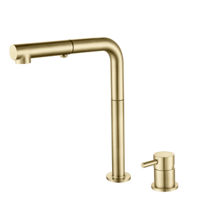 Luxury 304 Stainless Steel brushed gold Separate Handle Pull Down Kitchen Sink Faucets