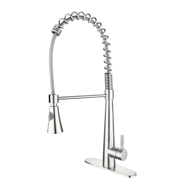 Modern chrome Single Handle Single Hole Spring Pull Down Kitchen Faucet