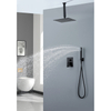 Modern 304 Stainless Steel Matte Black Square Hot Cold Mixer in Wall Mounted Rain Concealed Bathroom Shower Set