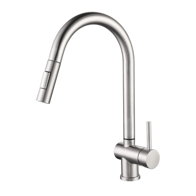  Brushed Nickel 304 Stainless Steel Deck Mount Pull Out Touch Sensor Kitchen Faucet