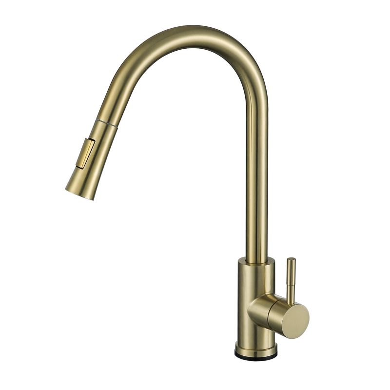 304 stainless steel brushed gold Touch sensor Pull out kitchen mixer faucet