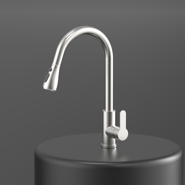 CUPC High Quality Modern 304 Stainless Steel Copper Rose Gold Single Hole Pull Out Kitchen Mixer Faucet