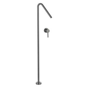 Modern 304 Stainless Steel Gun Grey Bathroom Floor Type Single Handle Basin Faucet