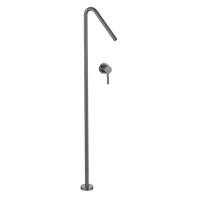Modern 304 Stainless Steel Gun Grey Bathroom Floor Type Single Handle Basin Faucet