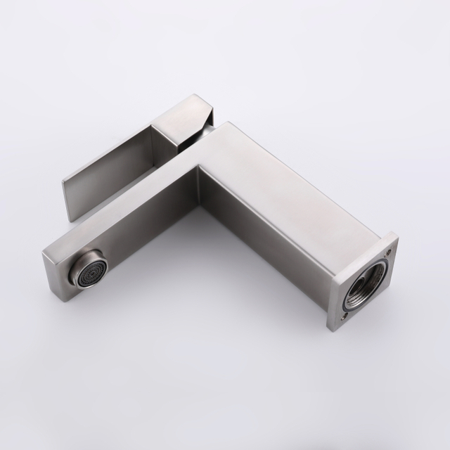 CUPC Certified High Quality 304 Stainless Steel Brushed Rose Gold Square Single Handle Bathroom Basin Faucet