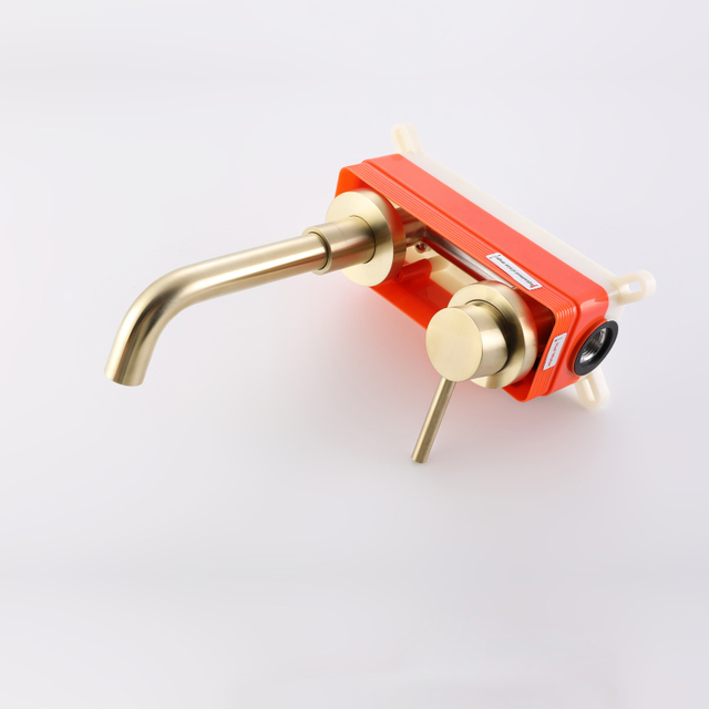 Luxury 304 Stainless Steel Brushed Gold Wall Mount Bathroom Sink Faucet