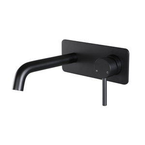 Modern 304 Stainless Steel Matte Black Wall Mount Single Handle Bathroom Sink Faucet