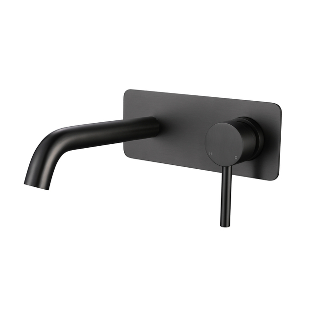 Modern 304 Stainless Steel Gun Black Wall Mount Single Handle Bathroom Sink Faucet