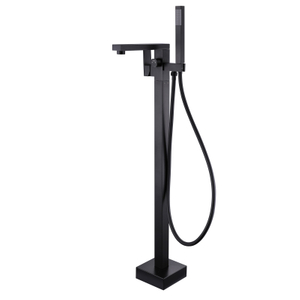 CUPC High Quality Square 304 Stainless Steel Matte Black Multi-functional Bathroom Floor Shower Free Standing Bathtub Faucets 