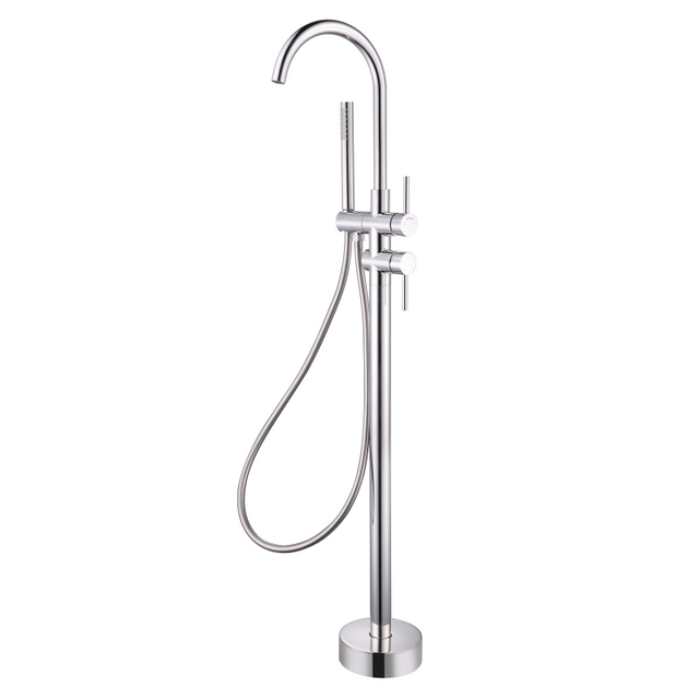 CUPC High Quality 304 Stainless Steel Hot And Cold Mixed Multi-functional Chrome Bathroom Floor Shower Free Standing Bathtub Faucet
