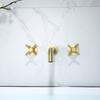 304 Stainless Steel Brushed Gold Wall Mount Bathroom Basin Double Handle Faucet 
