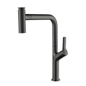 Modern Gun Black Single Handle Single Hole Ycfaucet Kitchen Faucet with Pull Down Sprayer