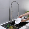 Modern 304 stainless steel Brushed Nickel spring pull down kitchen faucet