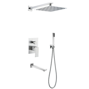  304 Stainless Steel Chrome in Wall Mounted Three Way Hidden Bathroom Concealed Shower Set 
