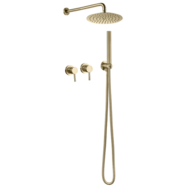 Wall Mounted 304 Stainless Steel brushed gold rainfall shower set with hand shower 