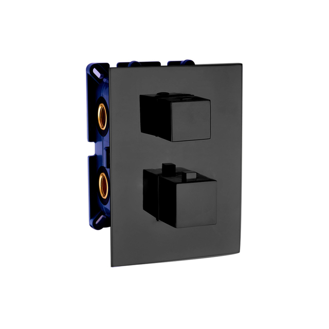 304 Stainless Steel Black Square Bathroom Thermostatic Hand Held Shower Set 