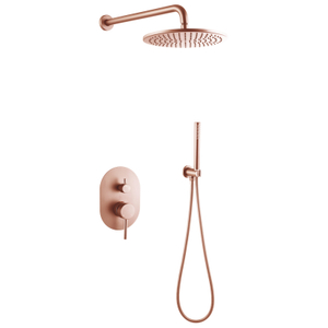 Luxury Wall Mounted Hidden 304 Stainless Steel Brushed Rose Gold Rainfall Bathroom Shower Mixer Set 