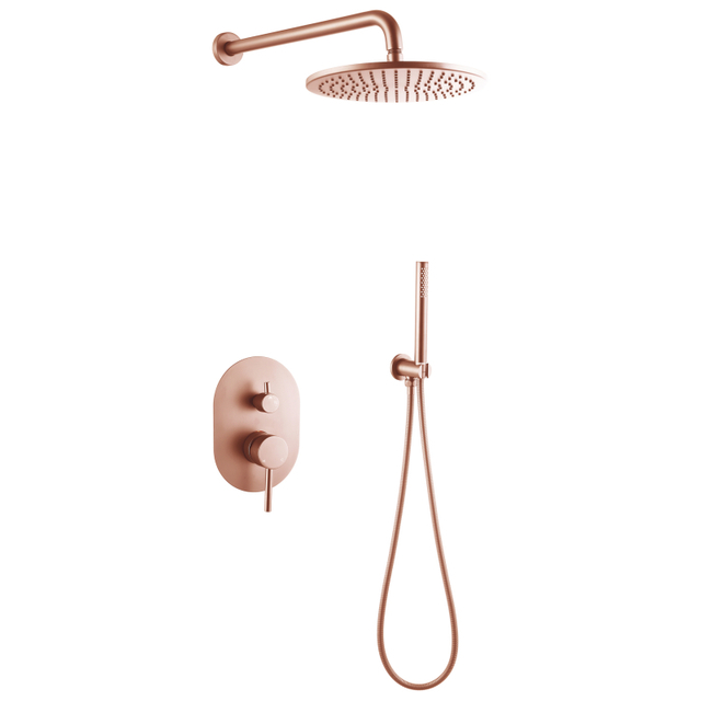 China Factory Bathroom Rose Gold Rainfall Shower Head Faucet Mixer Set