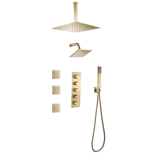 Modern gold Bathroom 4-function Concealed Thermostatic Shower Mixer Set