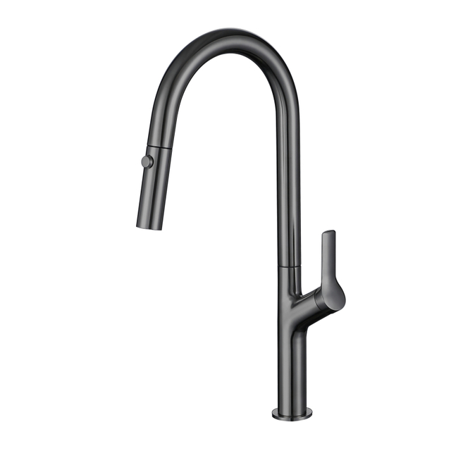 304 Stainless Steel Gun Grey Ycfaucet 360 Degrees Kitchen Faucet with Pull Down Sprayer