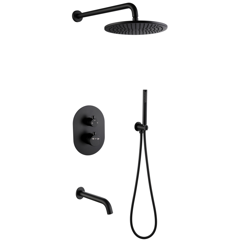 304 stainless steel matte black Bathroom Thermostatic Shower mixer