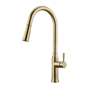 Ycfaucet Modern 304 Stainless Steel Gold Kitchen Faucet Mixer with Pull Out Sprayer 