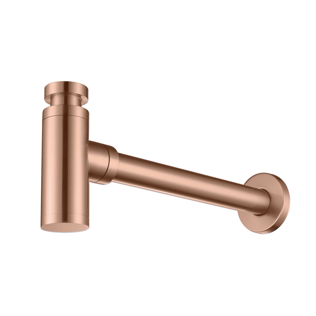 Brushed Rose Gold Wall Hidden Waste Pipe Drain Bathroom Decorative Basin Sink Stainless Steel Bottle Trap Siphon 