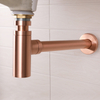 Brushed Copper Rose Gold Wall Hidden Waste Pipe Drain Bathroom Decorative Basin Sink Stainless Steel Bottle Trap Siphon 