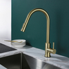 Modern Brushed Gold Single Handle Pull Down Touch Sensor Kitchen Faucet