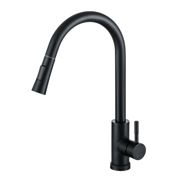 Modern Matte Black Single Handle Pull Down Touch Sensor Kitchen Faucet