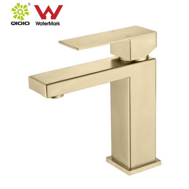 CUPC Certified High Quality 304 Stainless Steel Brushed Square Single Handle Bathroom Basin Faucet