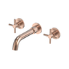 304 Stainless Steel Copper Rose Gold Wall Mount Bathroom Basin Double Handle Faucet 