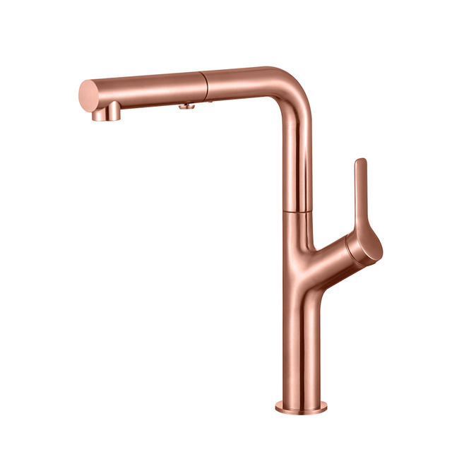 Modern 304 Stainless Steel Copper Rose Gold 360 Degrees Pull Out Kitchen Sink Faucets