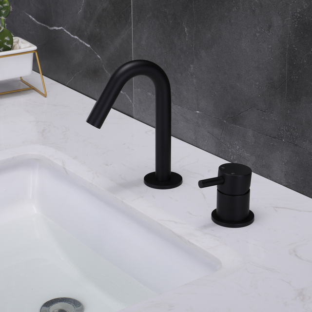 Luxury 304 Stainless Steel Matte Black Two Hole Separate Handle Bathroom Sink Faucet
