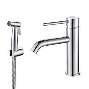 304 Stainless Steel Bathroom nickel Basin Faucet with Bidet Spray