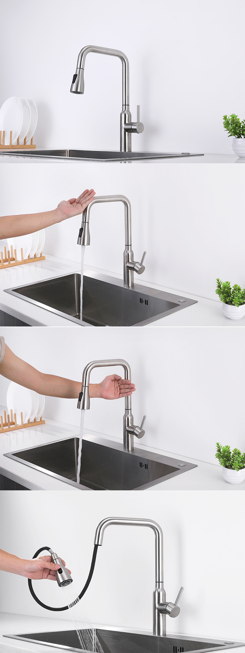Touch sensor kitchen sink faucet