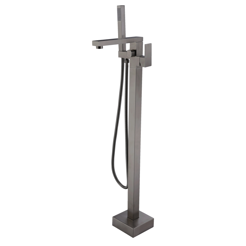Gun Metal square Stainless Steel Floor bathtub faucet