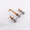 304 Stainless Steel Rose Gold Wall Mount Bathroom Basin Double Handle Faucet 