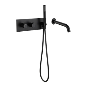Modern 304 Stainless Steel Matte Black Wall Mounted Bathroom Concealed Tub Shower Faucet Set