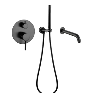 304 Stainless Steel Gun Black Wall Mounted Bathroom Concealed Bath And Shower Faucet Sets